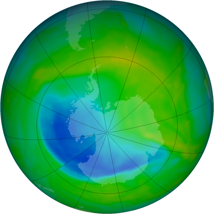 Antarctic ozone map for 16 November 2013
